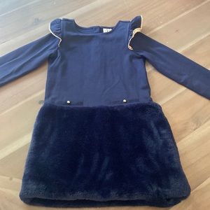 Janie and Jack, blue, fake fur bottom dress